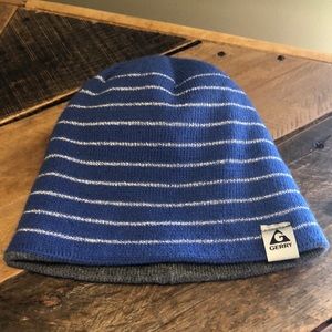 Gerry blue with silver striped beanie winter hat